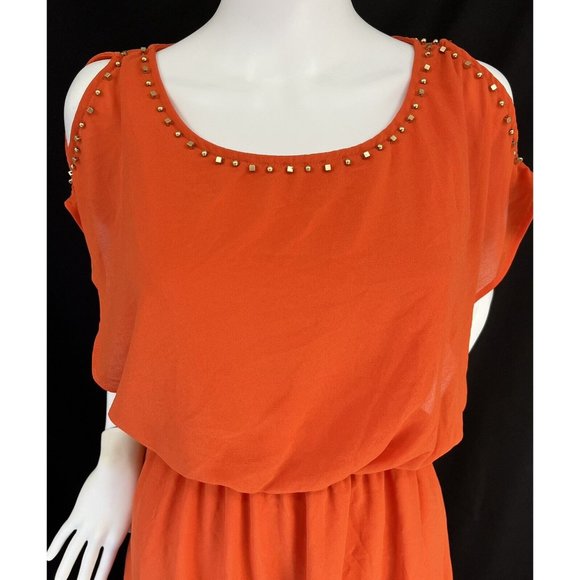 womens summer dress, size small by CHARMING CHARLIE, orange/gold, mini - Picture 2 of 12